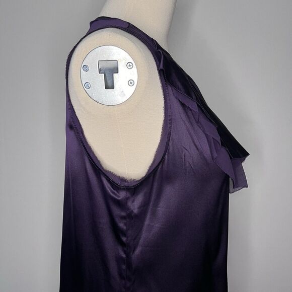 Vince Women's Silk Sleeveless Gradient Cowl Neck Blouse Purple Size M Raw Hem - Picture 3 of 9